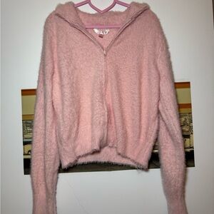 Fuzzy, pink sweater, sized XL